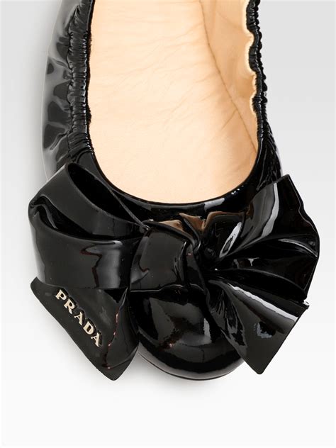 prada black patent leather flats